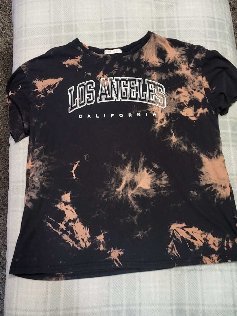 Los Angeles Tie-Dye Graphic Tee - Black & Tan/Peach Sz L